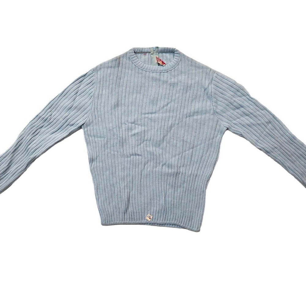 Fritz of California 1940s-1950s Light Blue Ribbed Long Sleeve Crewneck Sweater